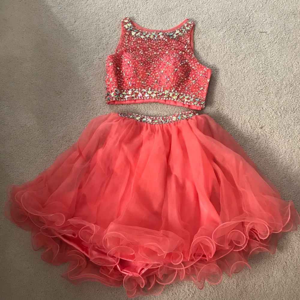 Size 4 pink two piece formal dress